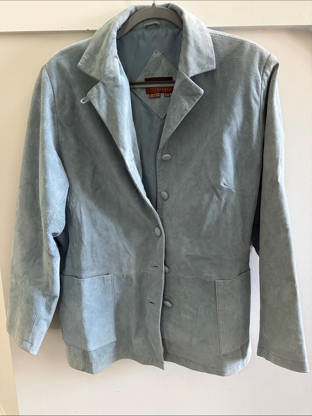 Stan Herman Studio sky blue leather jacket